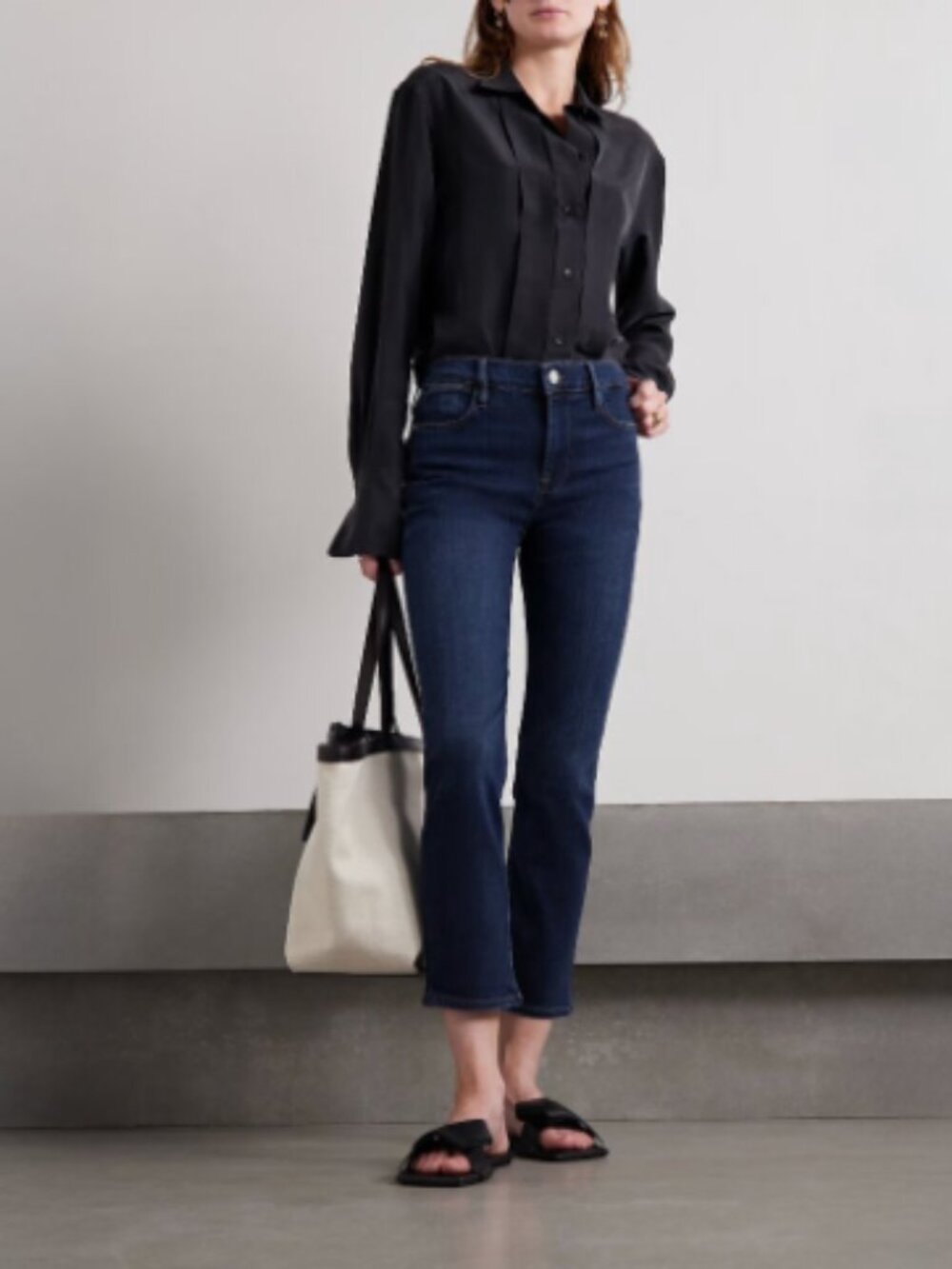 FRAME Le High Straight Jeans Dublin Dark Wash Ankle Cropped Size 27